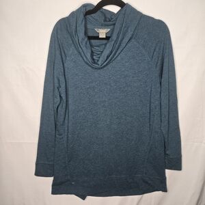 Natural Reflections Blue Cowl Neck Long Sleeve Tunic Top Size Medium